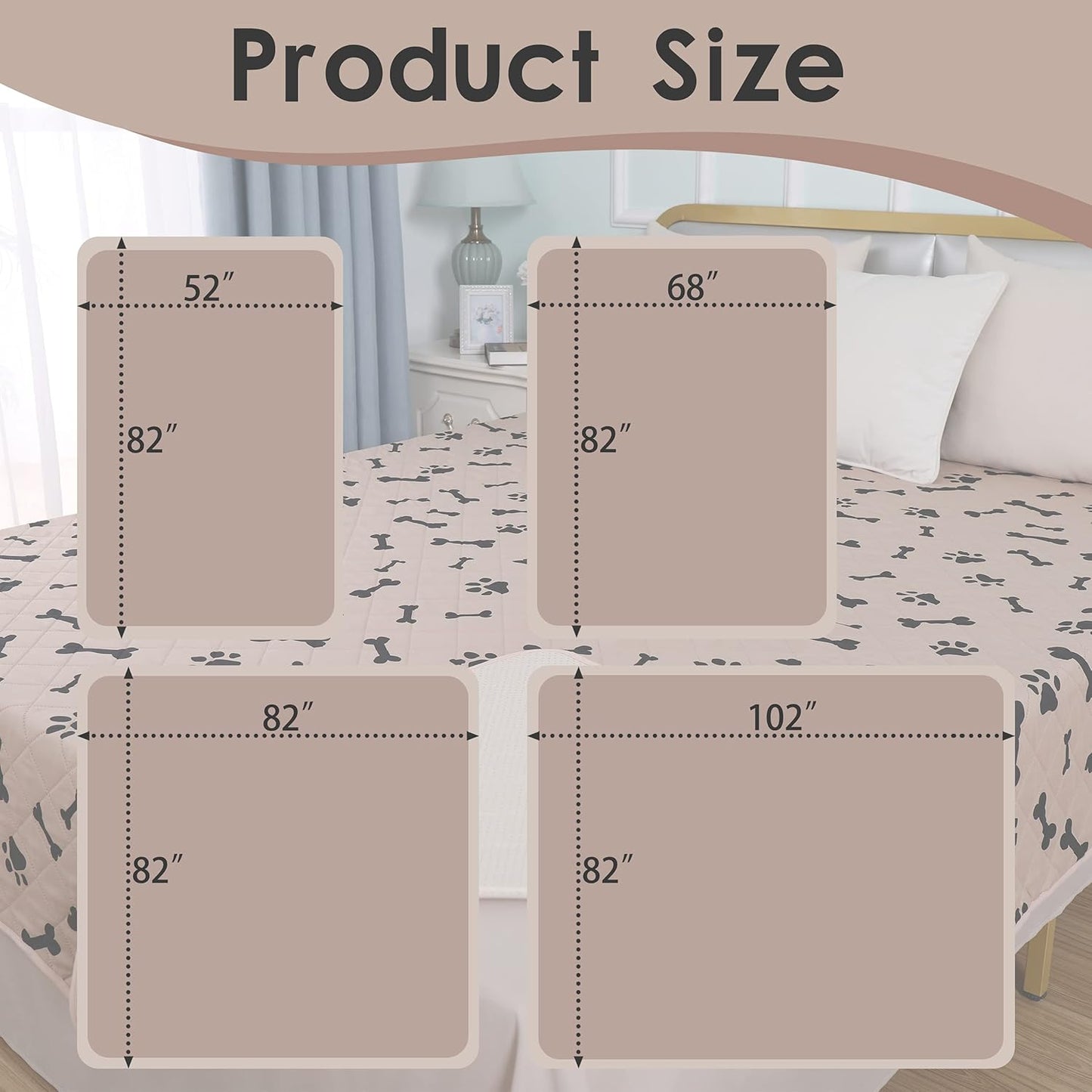 nanbowang Waterproof Blankets for Dogs Dog Bed Covers for Large Dogs, Water Absorb Training Pads (5282 Beige)