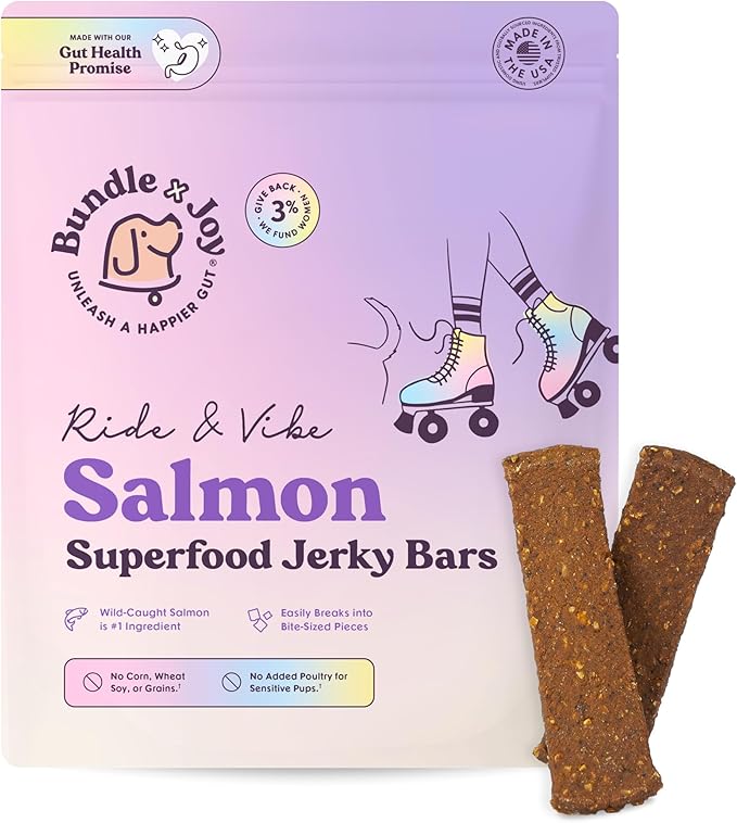 Ride & Vibe Dog Treats, Wild Caught Salmon Jerky, Snack Bars, Puppy Training Treats, Natural Superfood, Grain, Corn, Poultry & Soy Free, 5oz