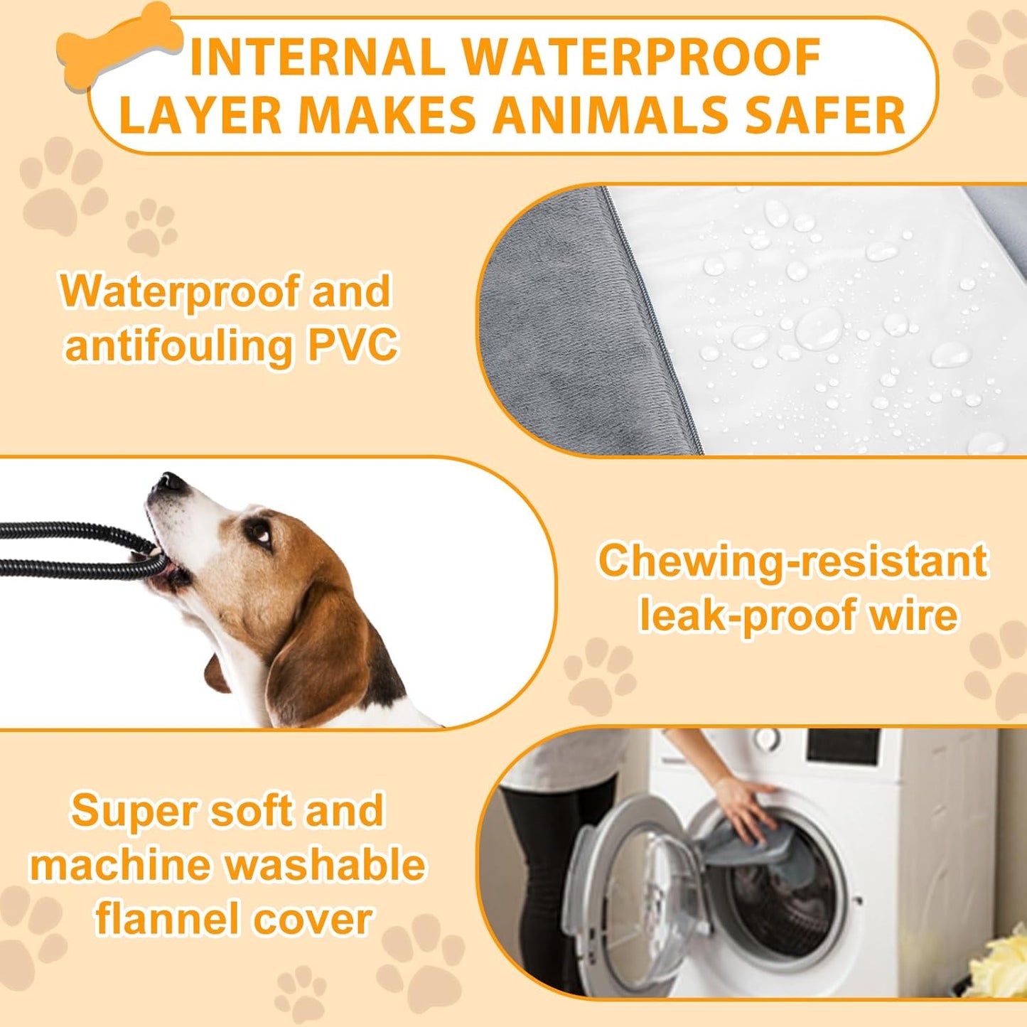 Cat Heating Pad for Outdoor Dog, 9 Adjustable Temperature Pet Heating Pad with Timer, Indoor Warming Waterproof Heated Cat Bed Mat with Line Protection Tube, Replacement Cover for Kitten Puppy 18"*18"