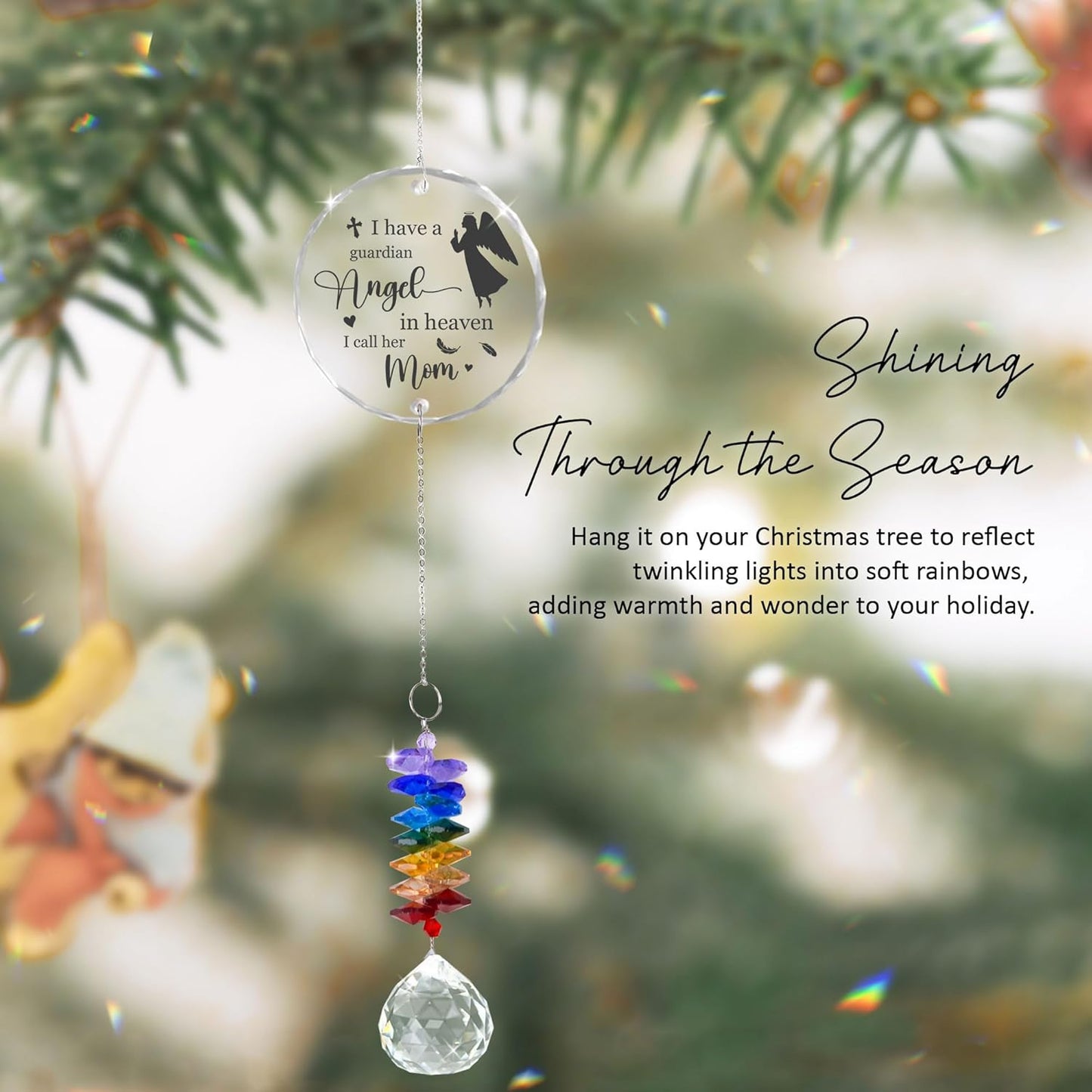 Memorial Suncatcher - Mom Sympathy Mother Loss Sympathy Gift - Rainbow Crystal Prism - Bereavement Keepsake - Mother Tribute Gift - Daily Remembrance