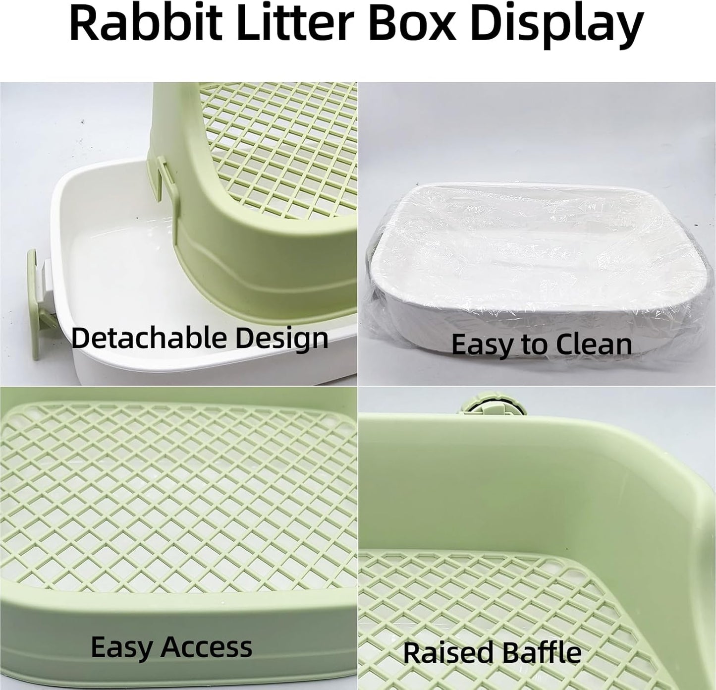 Tfwadmx Rabbit Litter Box Bunny Potty Training Litter Boxes Guinea Pig Corner Bedding Box Small Animal Toilet for Ferret,Chinchilla,Galesaur(Green)