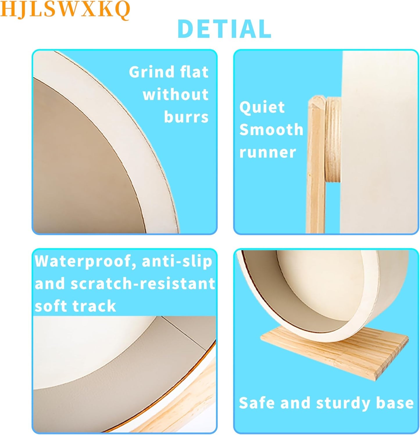 Hamster Silent Exercise Wheel – Wooden Hamster Wheel with Removable Washable Track, Quiet Wheel for Gerbils, Mice, Small Pets – Prevents Boredom Depression（L）