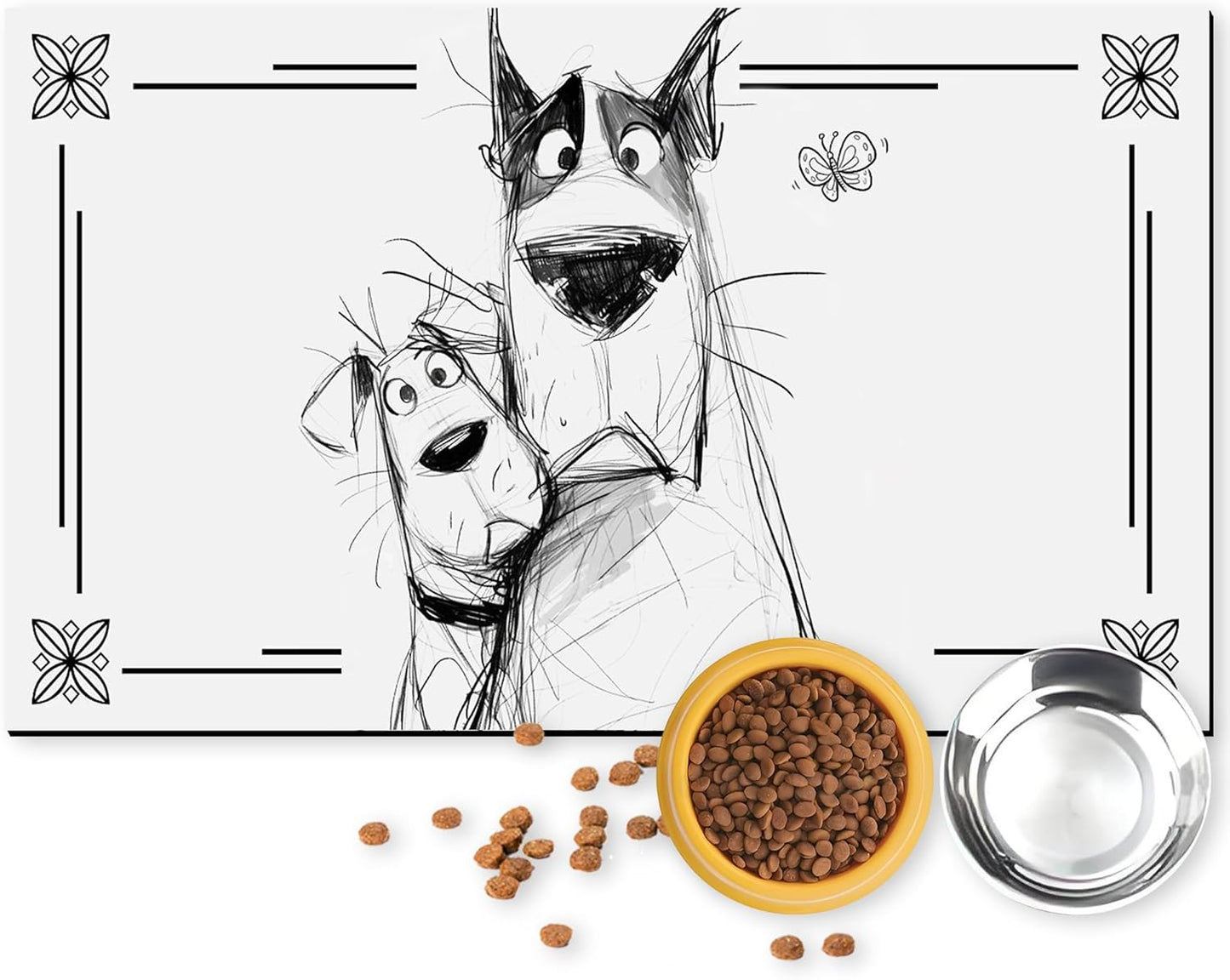 Pet Feeding Mat for Dogs and Cats - Super Absorbent Anti-Slip Bowl Pad, Eco-Friendly Washable Mat to Prevent Spills and Mess German Shepherd Mat 16"x24"