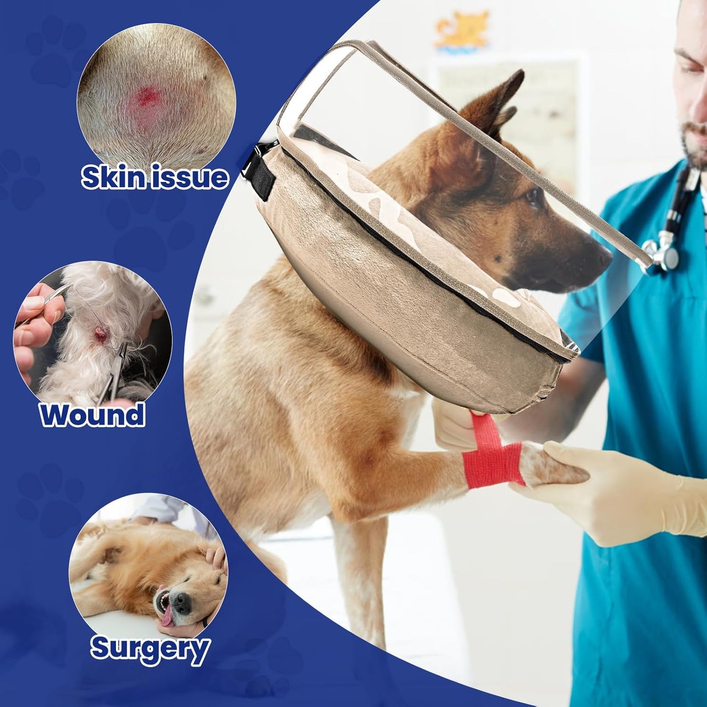 BARKLESS Dog Cone, Inflatable Dog Cone After Surgery for Large Breeds, Soft Surgery Collar with Enhanced Anti-Licking Guard Shield for Pets, Patented Protective Donut Collar