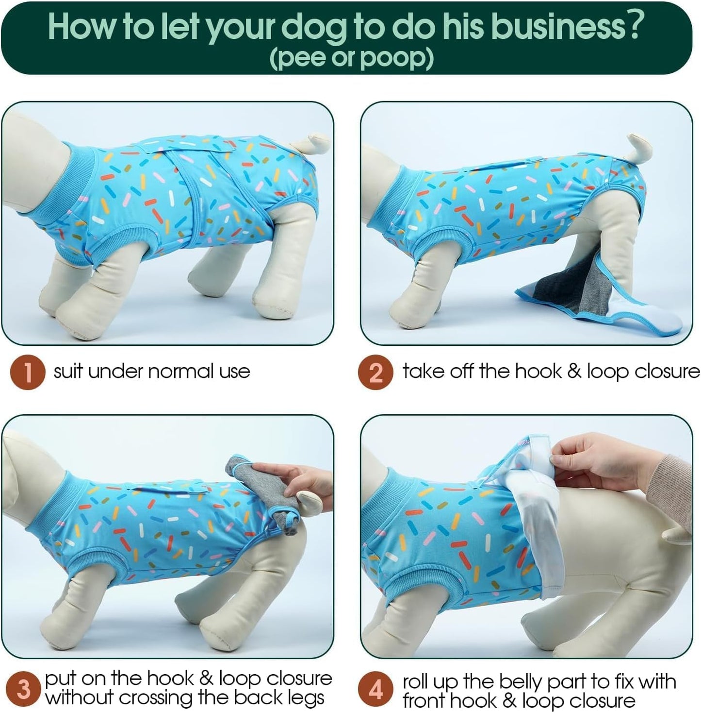 Kuoser Dog Surgery Suit, Dog Surgery Suit Male Neuter, Comfy Doggie Recovery Suit Doggie Onesie, Post-Op Onesie for Female & Male Dogs, Soft Protective Wear, BlueRibbon XXL