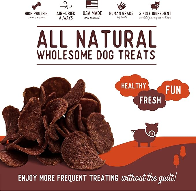 Beg & Barker Pork Chips for Dogs (8 Ounce, Pack of 1) - Single Ingredient Dog Treats Made for Large & Small Dogs Protein Human Grade Dog Treats Made from Real Meat Pork, Made in USA