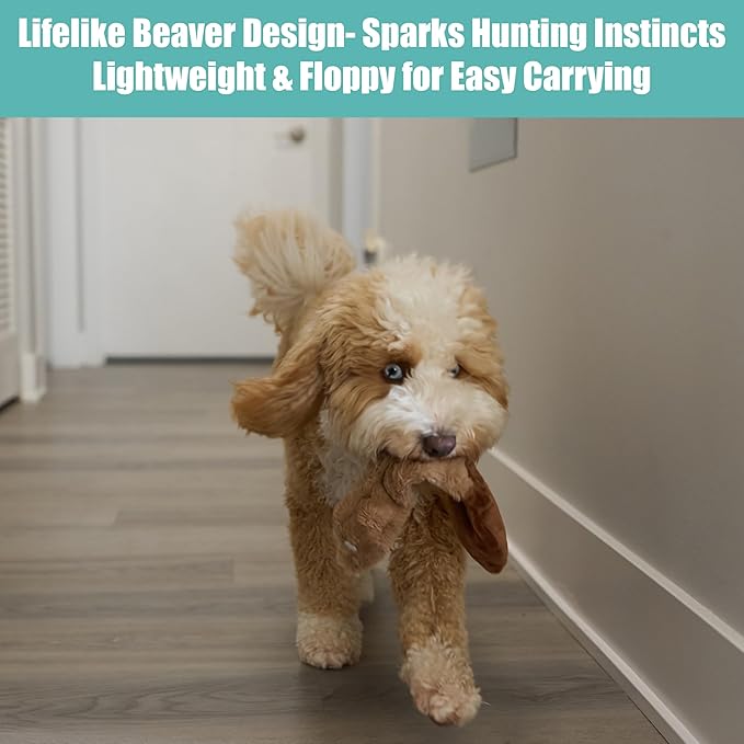SPOT Skinneeez Beaver Dog Toy – 14" Stuffing-Free Plush Squeaky Dog Toy, Durable Interactive Toy for Small & Medium Dogs, Light to Moderate Chewers, Mess-Free Play