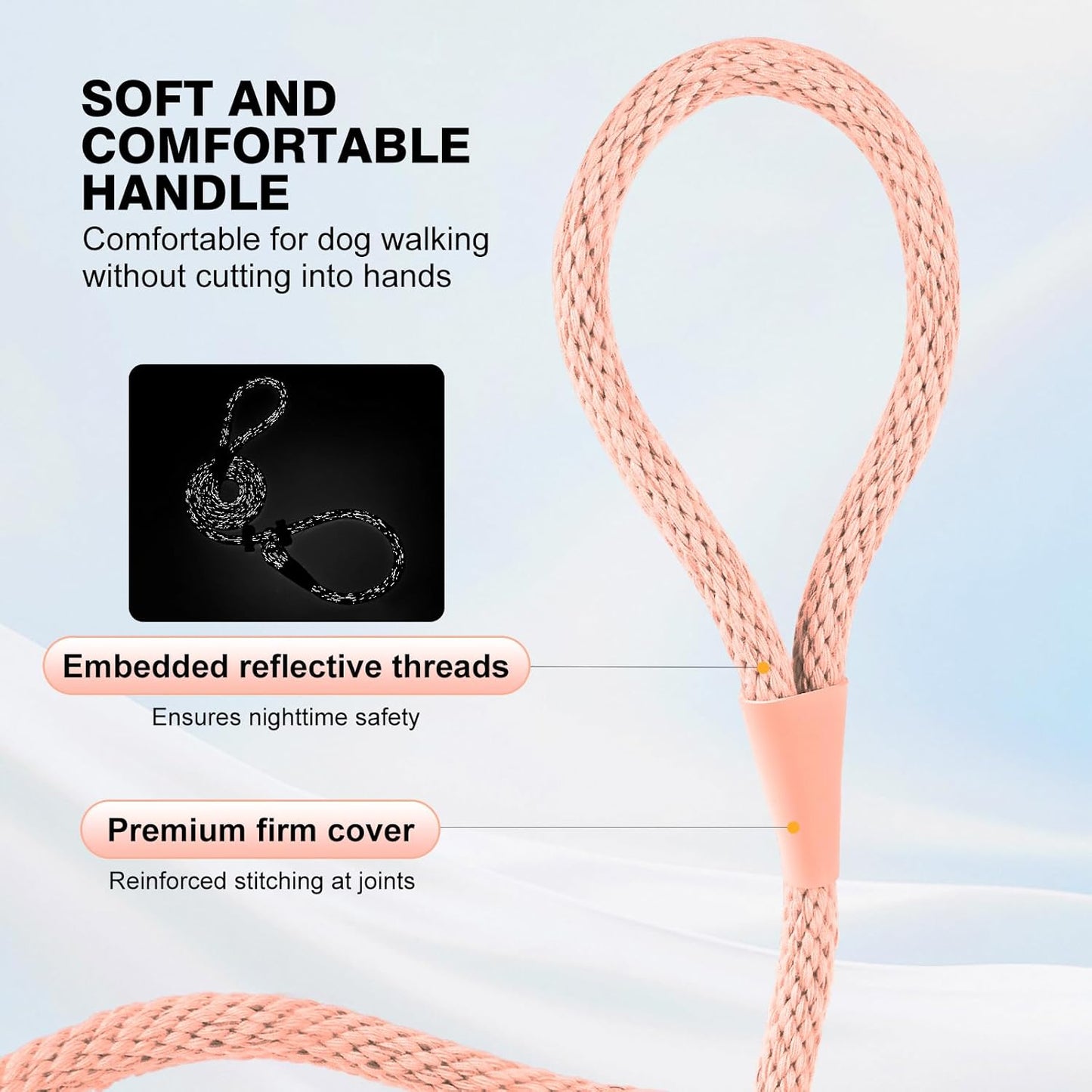 Lynxking Dog Leash Slip Lead Reflective Breathable Rope Comfortable Strong No Pull Slip On Pet Training Lead for Dogs