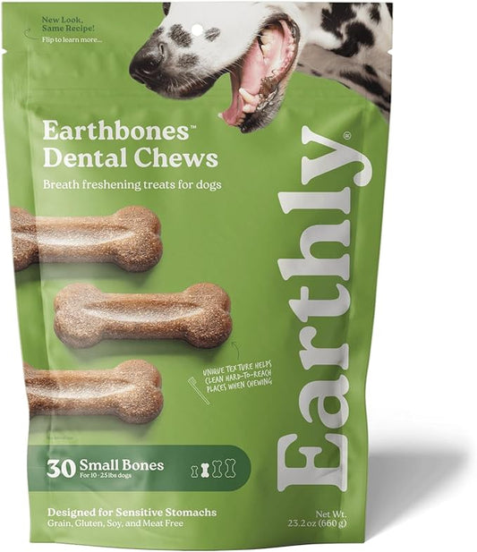 Earthbones Dental Chews for Dogs 10-20lbs, 30 Bones