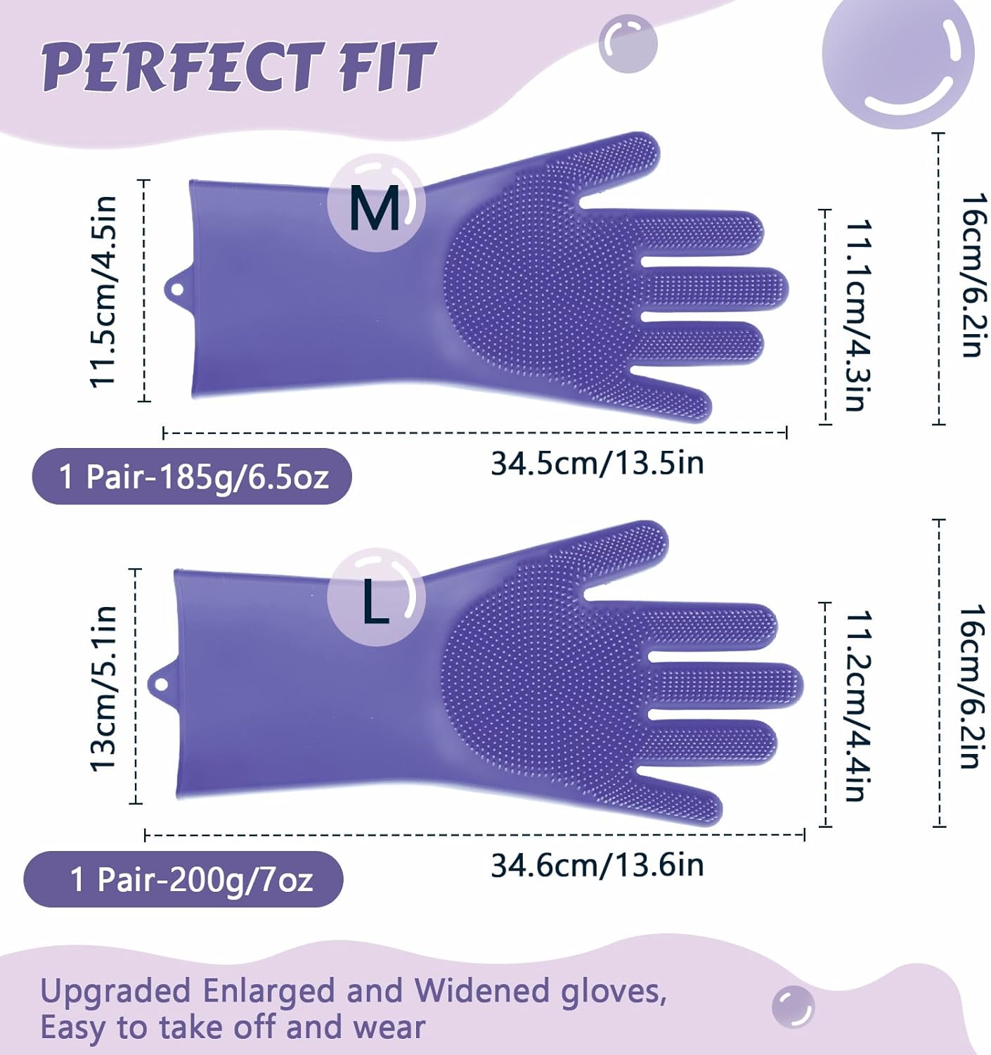 Pecute Heat Resistant Silicone Grooming Gloves with High-Density Teeth and Enhanced Five Finger Design for Bathing and Massaging Dogs and Cats