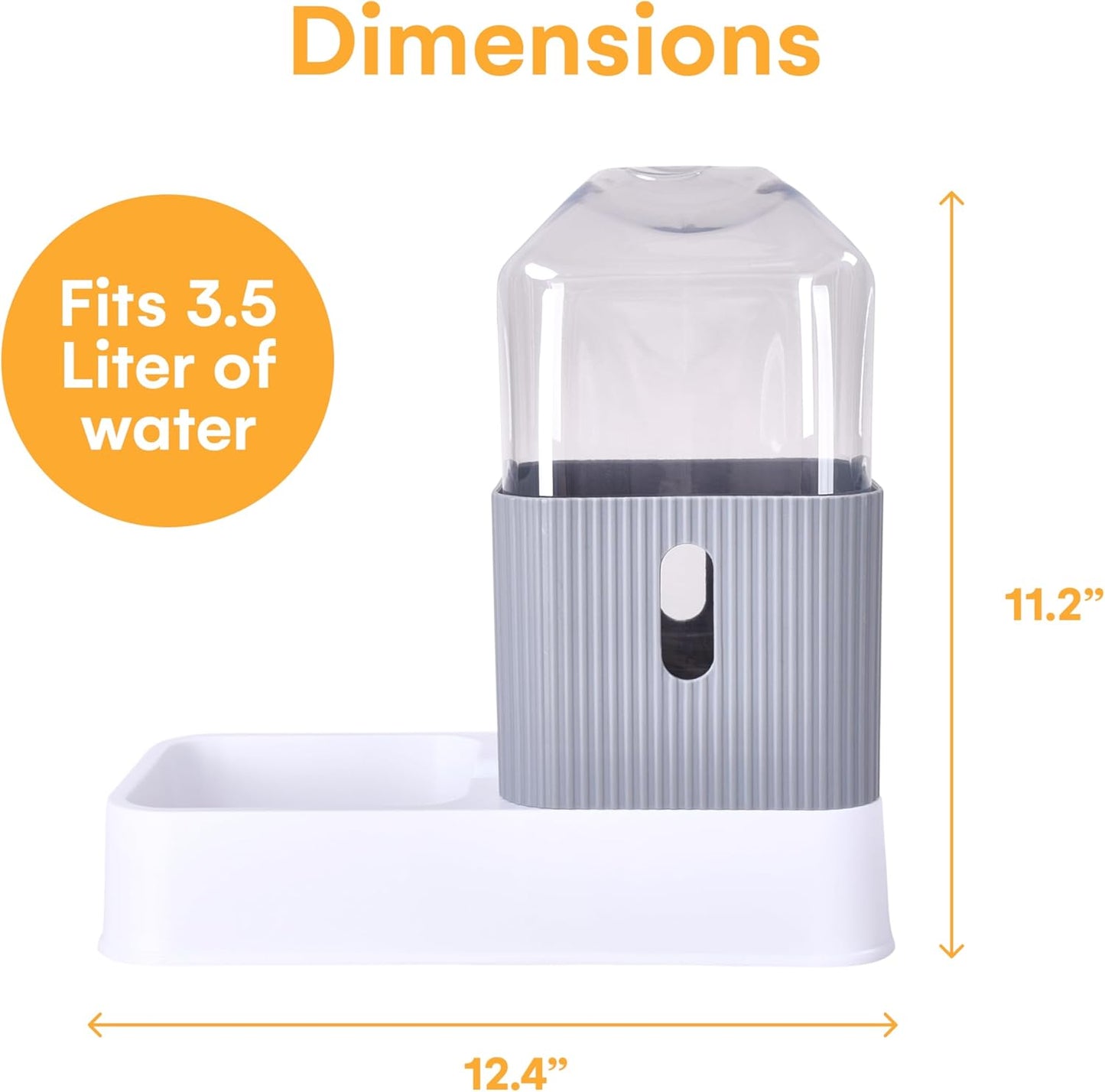 Noa Store Automatic Pet Water and Food Dispensers - Easy to Clean Feeding Bowls for Dogs and Cats - Convenient and Time-Saving Pet Station for Busy Owners - 12'H×6.3'L×11'W 3.5L Each - Grey