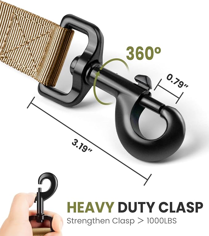 OutdoorMaster Bungee Dog Leash, Heavy Duty Dog Leash with Shock Absorption, 2 Padded Handles Training Leash, Improved Dog Safety and Comfort - Brown Upgraded, 6 FT