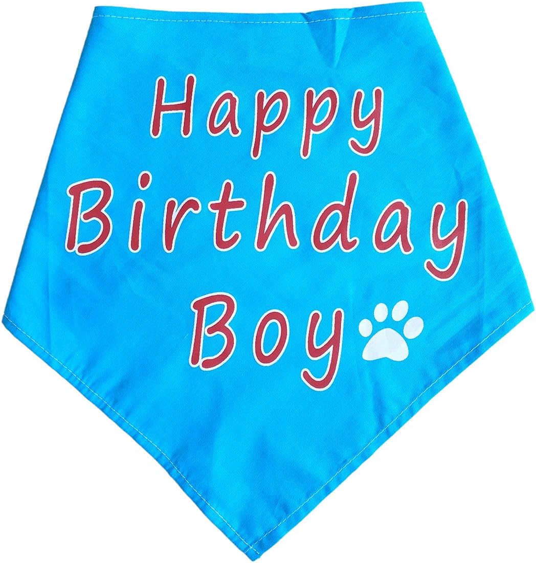 PET SHOW Blue Crown Dog Birthday Party Hat with Bandana and Collar Bows Charms Costume Set Reusable Birthday Party Headband Puppies Cat Kitten Hats with 0-9 Figures Charms Grooming Accessories