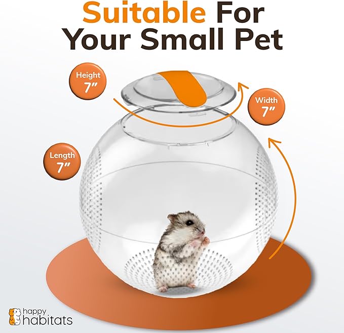 Clear Hamster Exercise Ball (7”) – Sturdy Dwarf Hamster Ball for Safe, Active Play – Ventilated Small Animal Toys for Gerbils, Mice & Other Small Pets – Must-Have Pet Rat Accessories