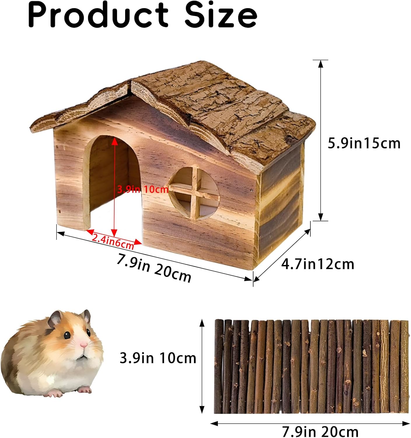 Hamiledyi Hamster Hideout Wooden Hamster House and Bridge with Windows Habitats Decor for Rat Gerbils Mice Playing Hiding
