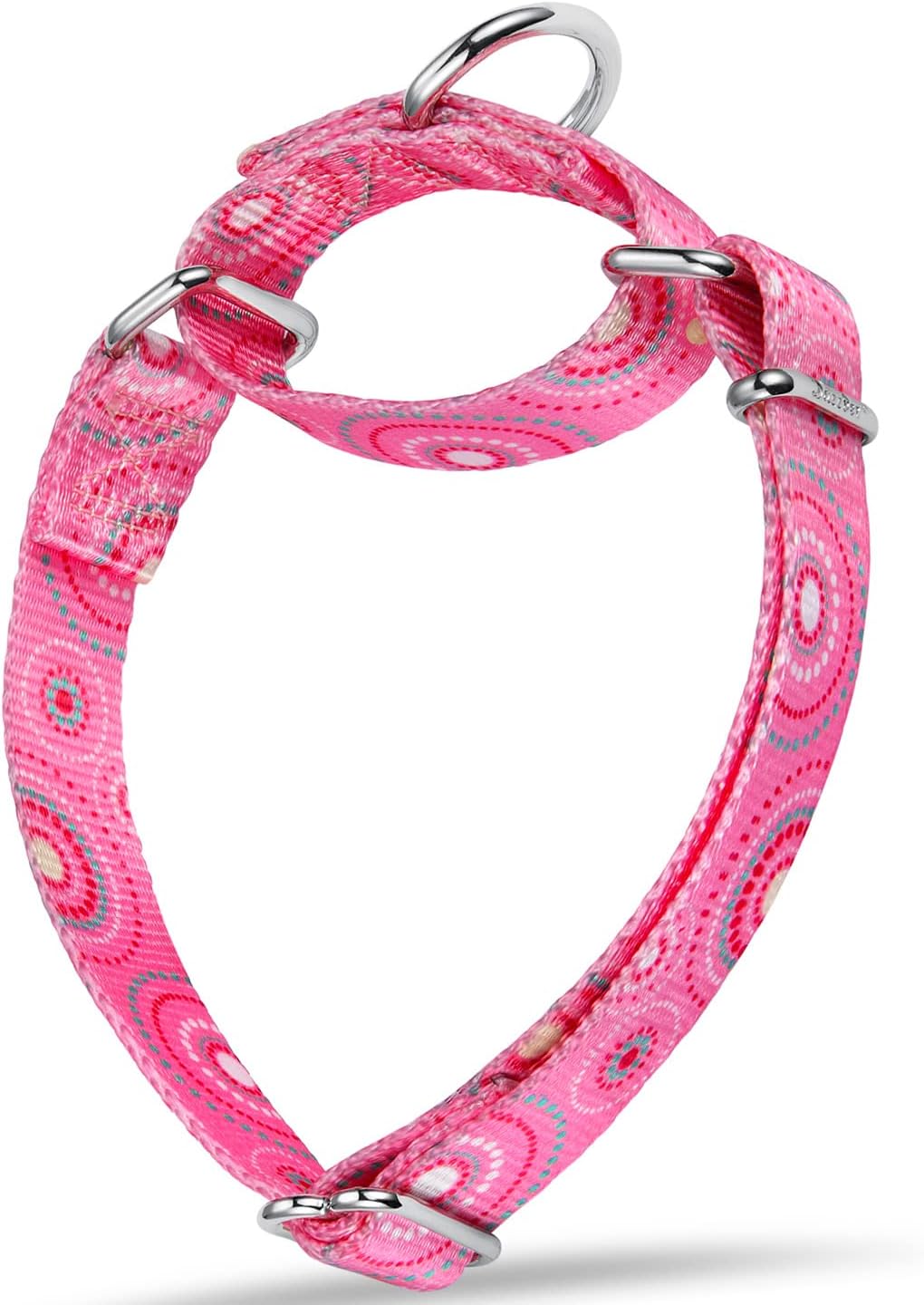 Martingale Collar Dog Collar No Pull Pet Collar Heavy Duty Dog Martingale Collars Silky Soft with Unique Pattern for Medium and Large Dogs (Large, 1 Inch Wide, Firework Dots Pink)