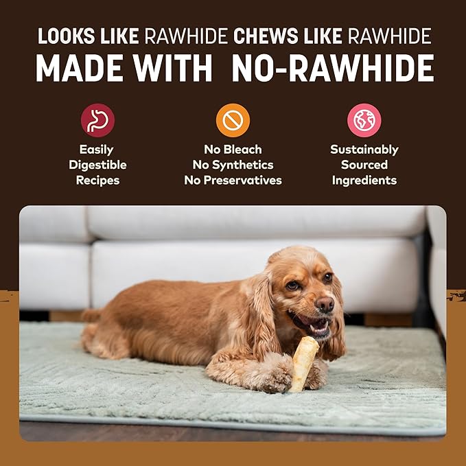 Earth Animal No Hide Small Long Lasting Dog Chew Rolls, Beef, Chicken and Salmon Variety Pack - 6 Count