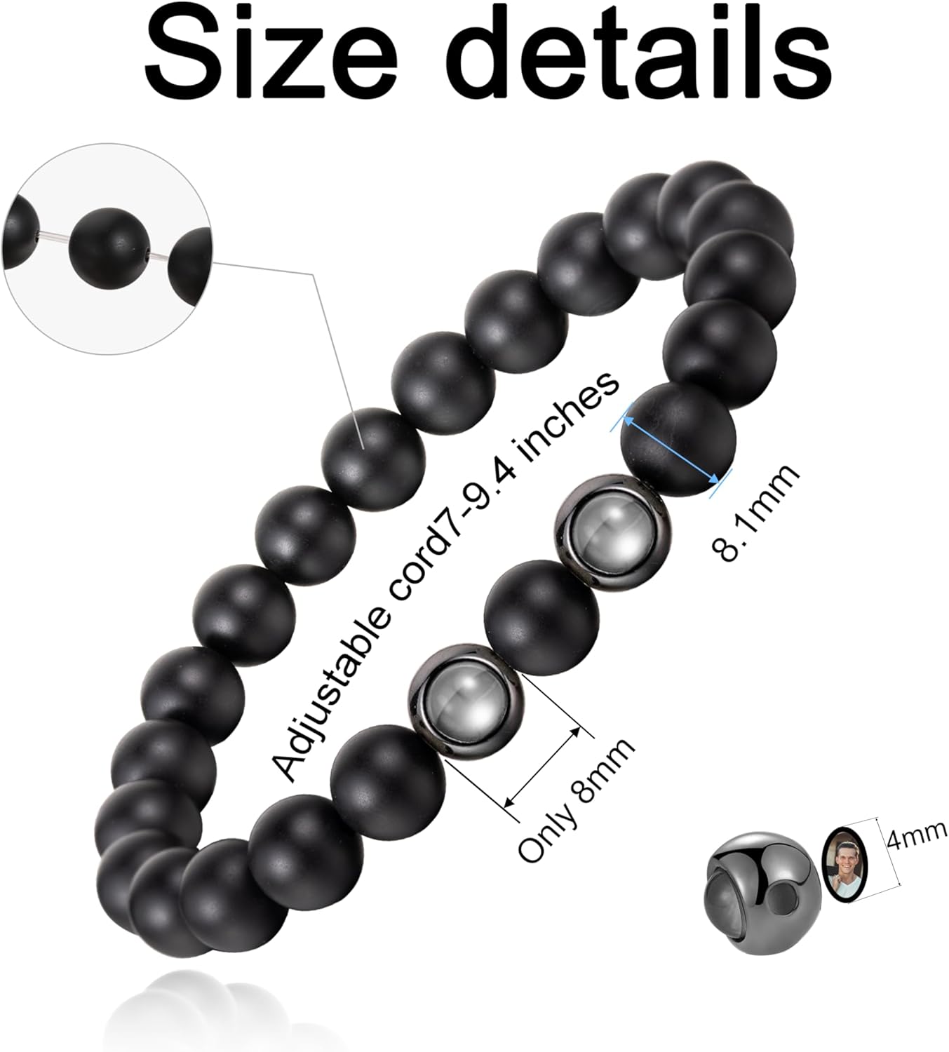 EMIRISTIC Custom Photo Bracelet - Personalized Picture Natural Stone Cuban Chain Bracelet - Any Special Day Gifts