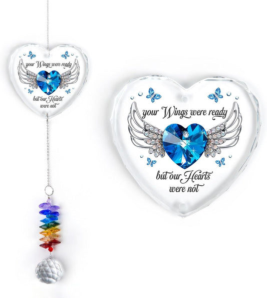 Memorial Suncatcher - Sympathy Gift for Loss of Loved One - Crystal Rainbow Maker - Your Wings were Ready - Hanging Crystal Decor - Loss of Family Friend Pet - Hanging Suncatcher Ornament