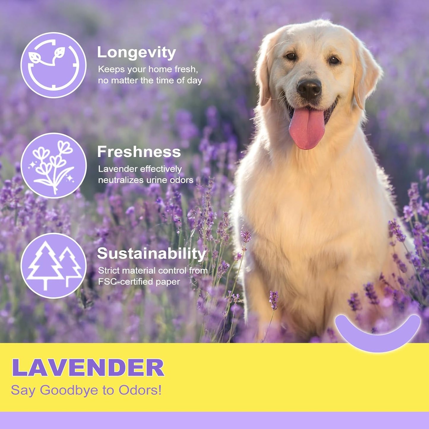 MIZOK Puppy Pads 28x34in Lavender Scented, Dog Pee Pads Extra Large Odor Eliminating Ultra Absorbent Up to 8 Cups, 6 Layers Leak-Proof & Quick-Dry Purple (40 Counts)