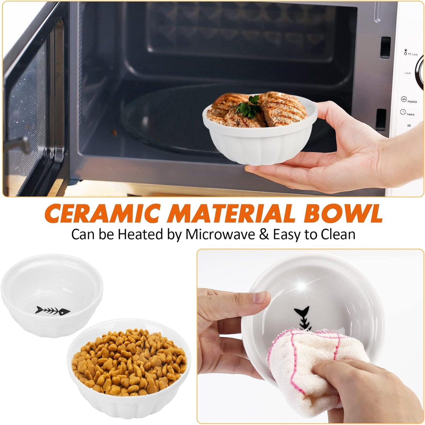 Dog Kennel Water Bowl, 2 Pack Ceramic Hanging Dog Crate Water Bowls No Spill, Removable Thick Tilted Cat Food/Water Bowls for Small Dogs, Cats, Rabbit, Guinea Pigs(5.7 * 2.4&4.7 * 2”)