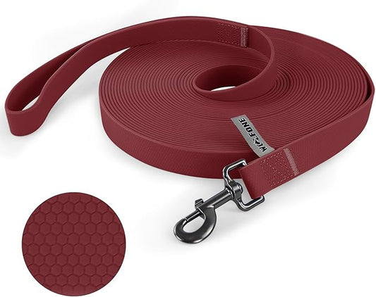 Wolfone 9m Dark Red Heavy Duty Robust Training Dog Leash with Anti-Slip Handle，Waterproof Long Dog Leash for Outdoor Activities