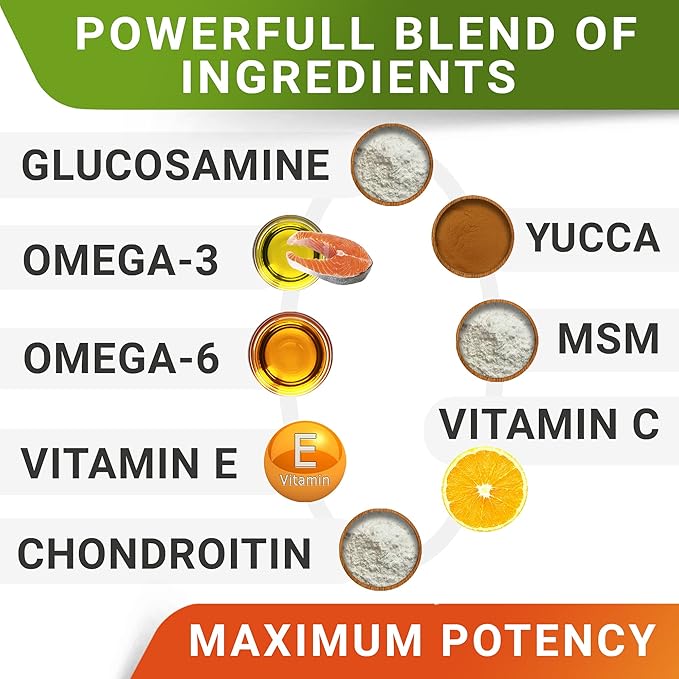 Glucosamine for Large Dogs - Joint Supplement Large Breed w/ Omega-3 Fish Oil - Chondroitin, MSM - Advanced Mobility Chews - Joint Pain Relief - Hip & Joint Care - Chicken Flavor - 360Ct - Made in USA