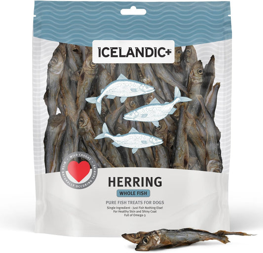 Icelandic+ Whole Fish Herring - 9oz Bag - Dog Treats, Pure Wild-Caught & Air-Dried, Single Ingredient Snack, Pet Chew, Just The Fish Nothing Else