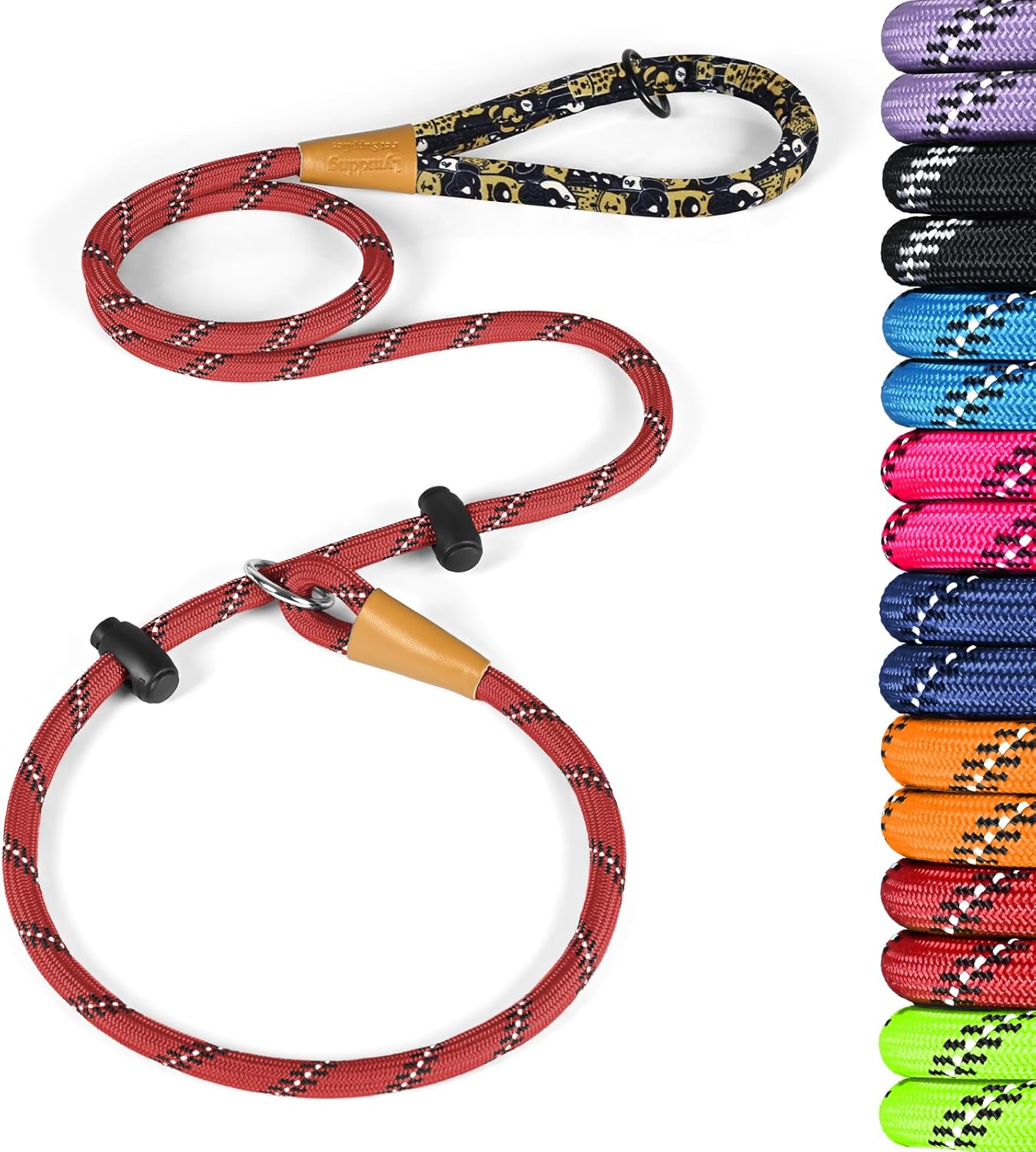 lynxking Slip Lead Dog Leash Reflective, Heavy Duty Comfortable Strong Rope for Large Medium Small Dogs No Pull Pet Training (Red, Small 3/8in x 6ft-Slip Lead)