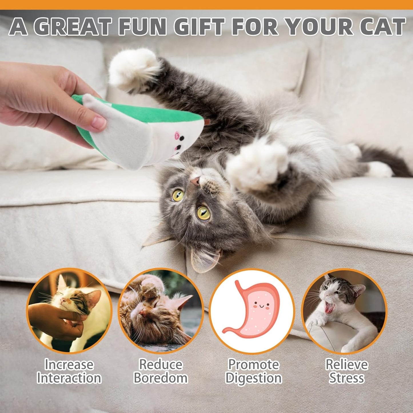 KOOLTAIL Cat Catnip Toys Banana, 3 Pack Expression Durable Soft Kicker Toy Filled with Natural Catnip Cotton, Self Play Interactive Bite Resistant Chew Teeth Cleaning Gift for Indoor Most Cats Kitten