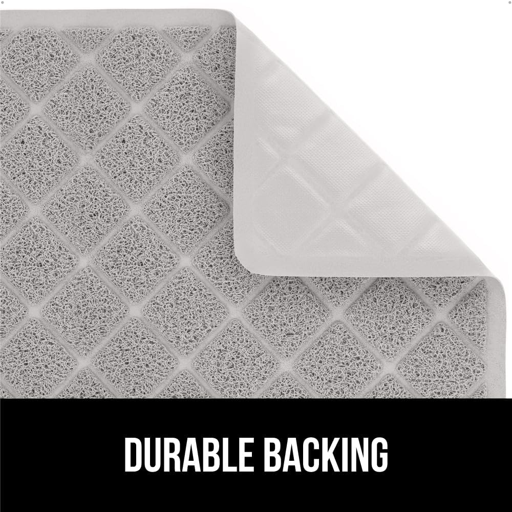 GORILLA GRIP Cat Litter Box Mat, 47x35, Water Resistant, US Designed Kitty Litter Trapping Mats, Easy to Clean, Scatter Control, Less Mess and Clean Floors, Kitten Supplies for Indoor Cats, Light Gray