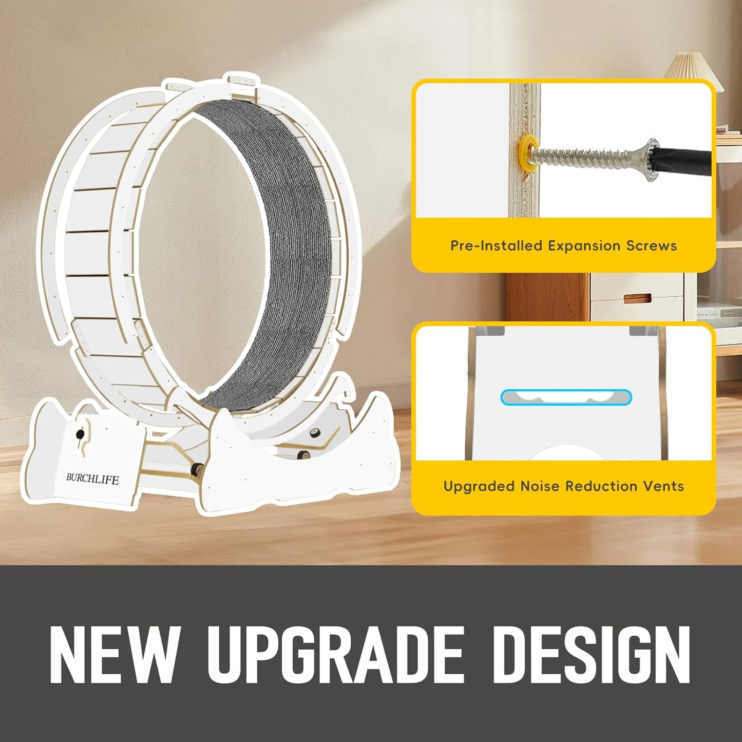 Cat Exercise Wheel 45 Inch Cat Treadmill for Indoor Cats, Running Wheel with Detachable Carpeted Runway, Cats Running Wheel Carpet Suitable for Most Pets Weight Loss and Health (White, XL)