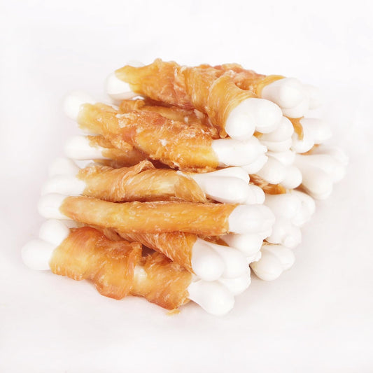 Dog Treats, 2.8 Inch Natural Chicken Wrapped Calcium Dog Bones, Suitable for Puppy and Small Dogs, Pack of 12oz.