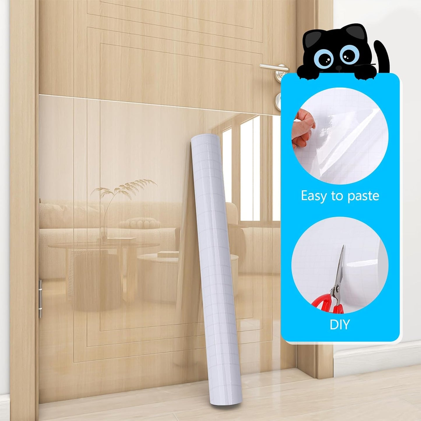 Anti Cat Scratch Furniture Protector, Couch Scratch Protector from Cats, Furniture Protectors from Cats for Couch, Walls, Doors with Pocket Knife, Scraper, Tape(11.8" x 197")