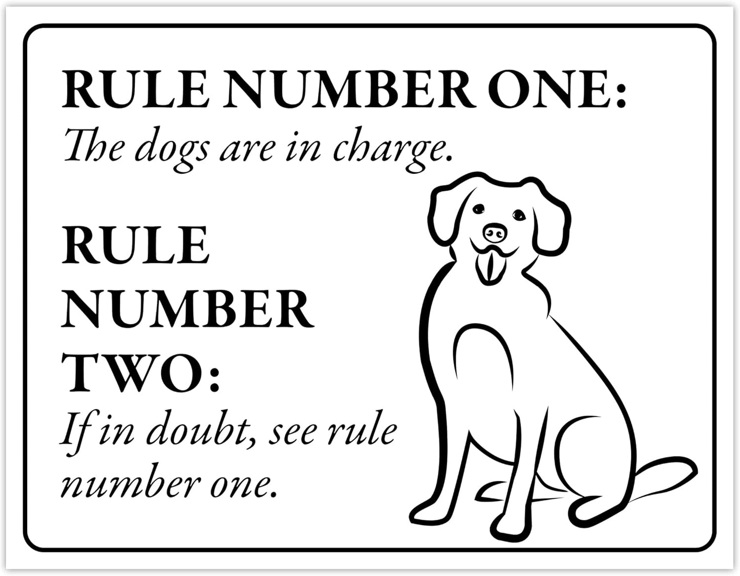 Funny Sign - The Dogs are in Charge... 8.5" x 11" Laminated Sign, Dog Decor, Home Decor, Bundled with Mounting Putty and Adhesive Hook & Loop Dots for Easy Mounting - ENVISIONED Signage