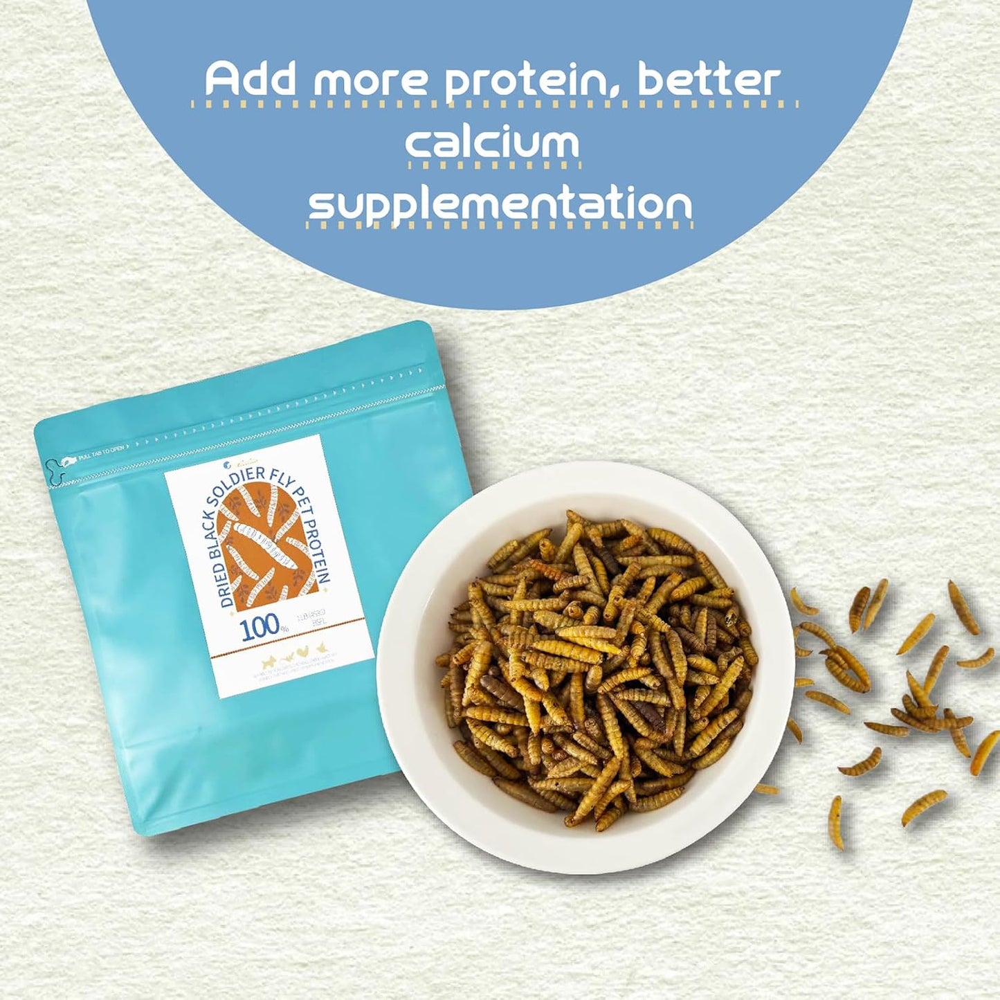 Dried Black Soldier Fly Larvae BSFL High-Protein Natural Pet Food for Lizards, Hamsters, Chickens & Ducks Pet Snack (1LB)