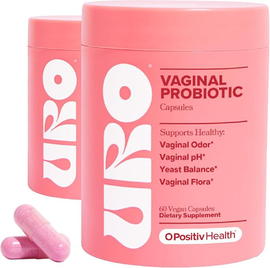 O Positiv URO Vaginal Probiotics for Women pH Balance with Prebiotics & Lactobacillus Probiotic Blend - Vaginal Health Supplement - Promote Healthy Vaginal Odor & Vaginal Flora, 60 Count (Pack of 2)