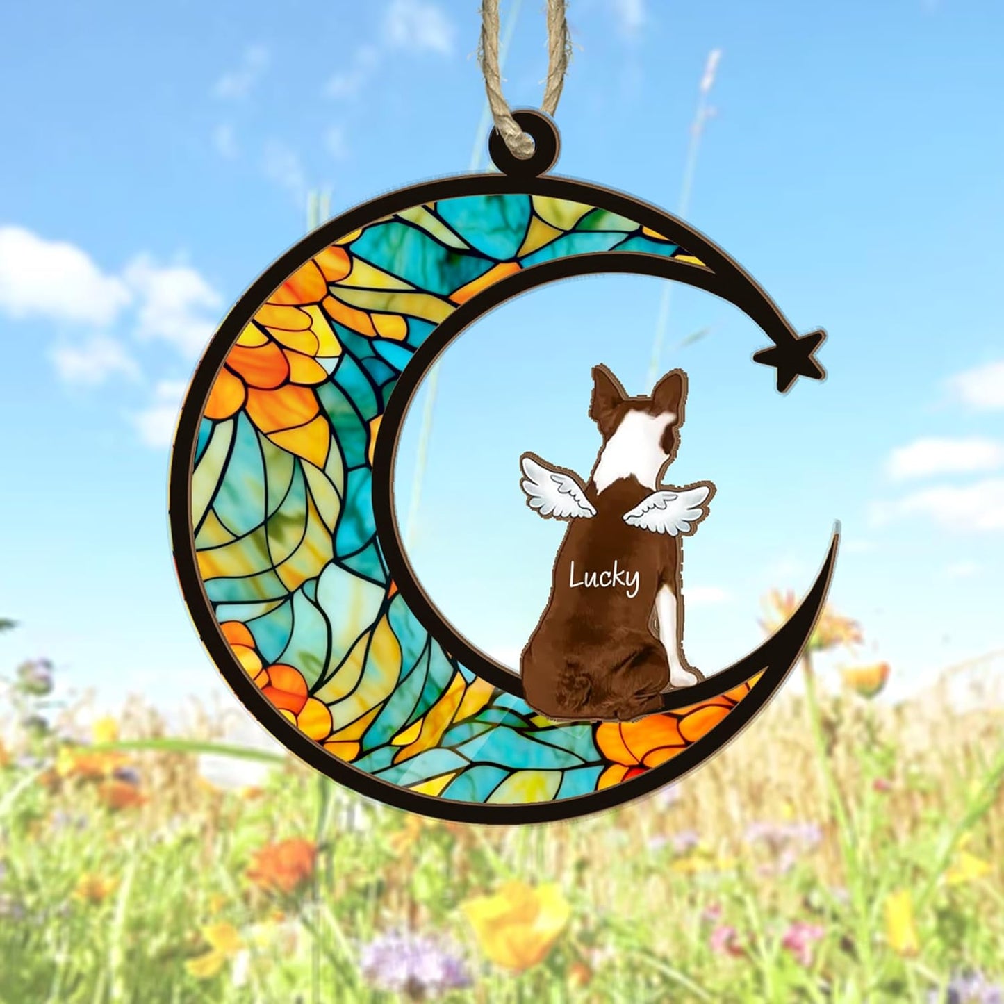 Personalized Dog Memorial Suncatcher – Custom Suncatcher with Name & Breed for Up to 3 Pets, Pet Loss Sympathy Gift, Memorial Keepsake for Dog Lovers