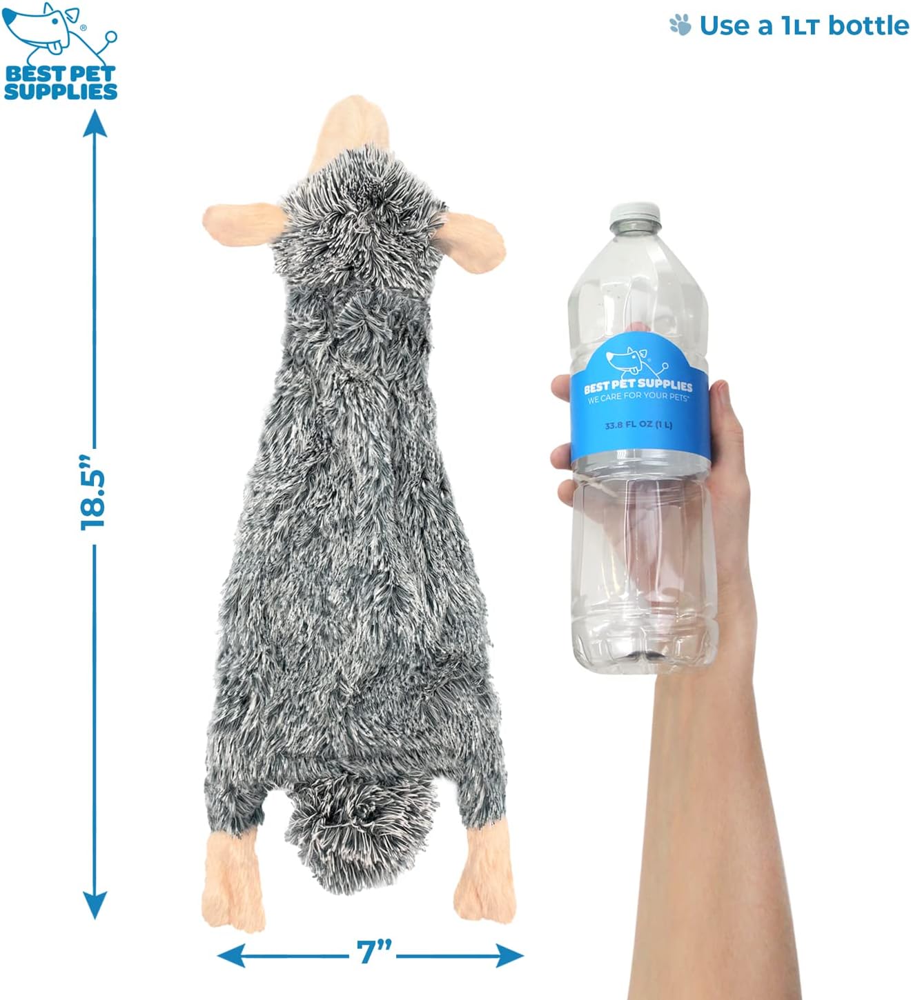 Best Pet Supplies 2-in-1 Stuffless Squeaky Dog Toys with Soft, Durable Fabric, No Stuffing for Indoor Play, Holds a Plastic Bottle - Large (Hare, Sheep, Cow, Pig, Penguin)