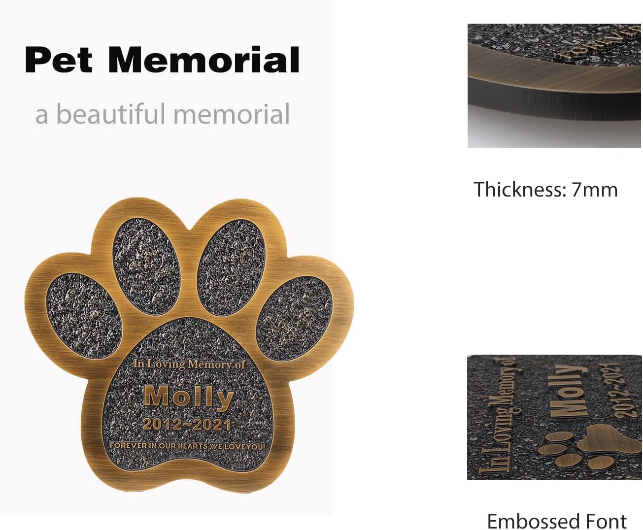 Pet Memorial Stone Plaque Pet Headstone,Customize Indoor/Outdoor Garden Plaque Grave Markers with Pet Name,Personalized Cat Dog Memorial Plaques,Loss of Pet Sympathy Gift-Acrylic Material