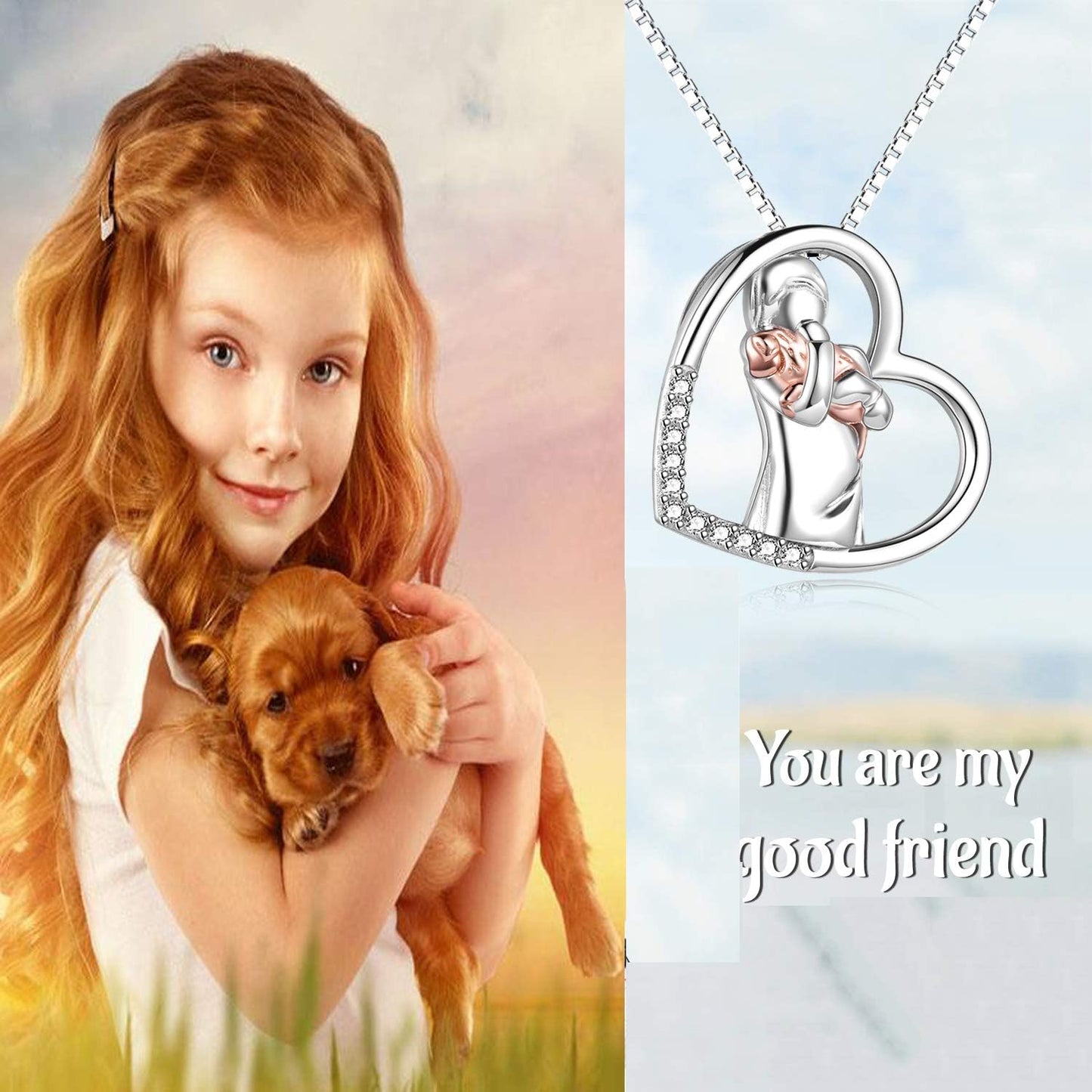 YFN Sterling Silver Keepsake Dog Pendant Necklace Dog Lover Memorial Gifts for Women
