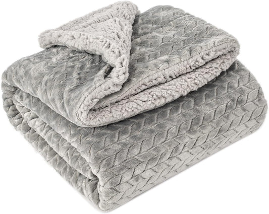 Fuzzy Blanket or Fluffy Blanket for Baby Girl or boy, Soft Warm Cozy Coral Fleece Toddler, Infant or Newborn Receiving Blanket for Crib, Stroller, Travel, Outdoor (40" x 48", MD-Light Grey)