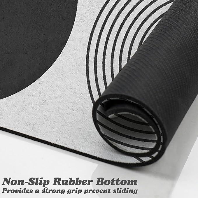 Dog Food Mats for Floors Waterproof, Cat Water Bowl Mats Pet Feeding Absorbent Mat Placemats for Food and Water Black Bohemia 16 * 24 inch