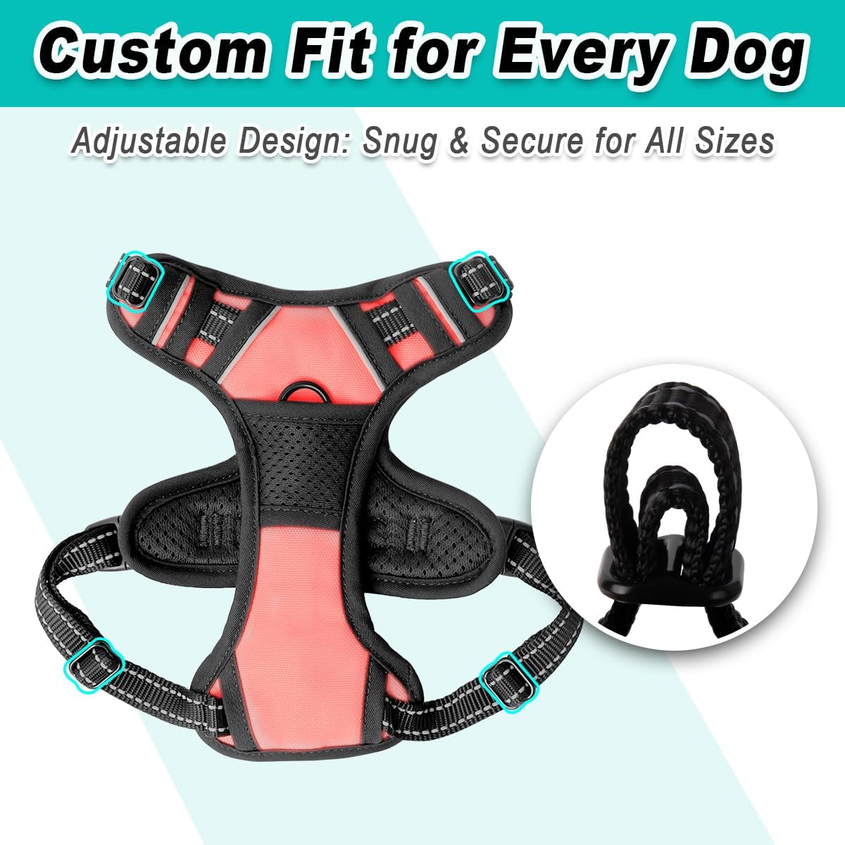 BARKBAY Dog Harness No Pull for Small Dogs - Adjustable, Reflective, Comfortable, No Choke, Heavy-Duty - Perfect for Outdoor Training, Walking, and Hiking - Strong & Durable - XS & Light Pink