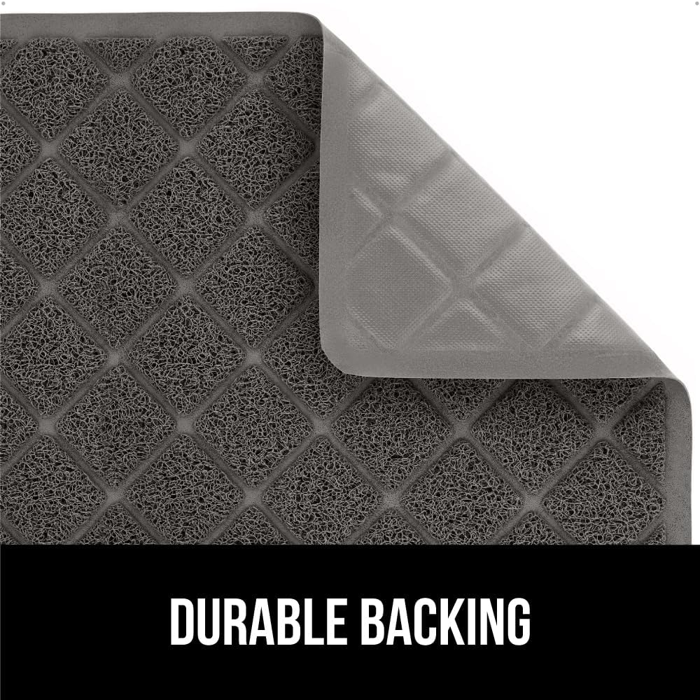 GORILLA GRIP Cat Litter Box Mat, 47x35, Water Resistant, US Designed Kitty Litter Trapping Mats, Easy to Clean, Scatter Control, Less Mess and Clean Floors, Kitten Supplies for Indoor Cats, Dark Gray
