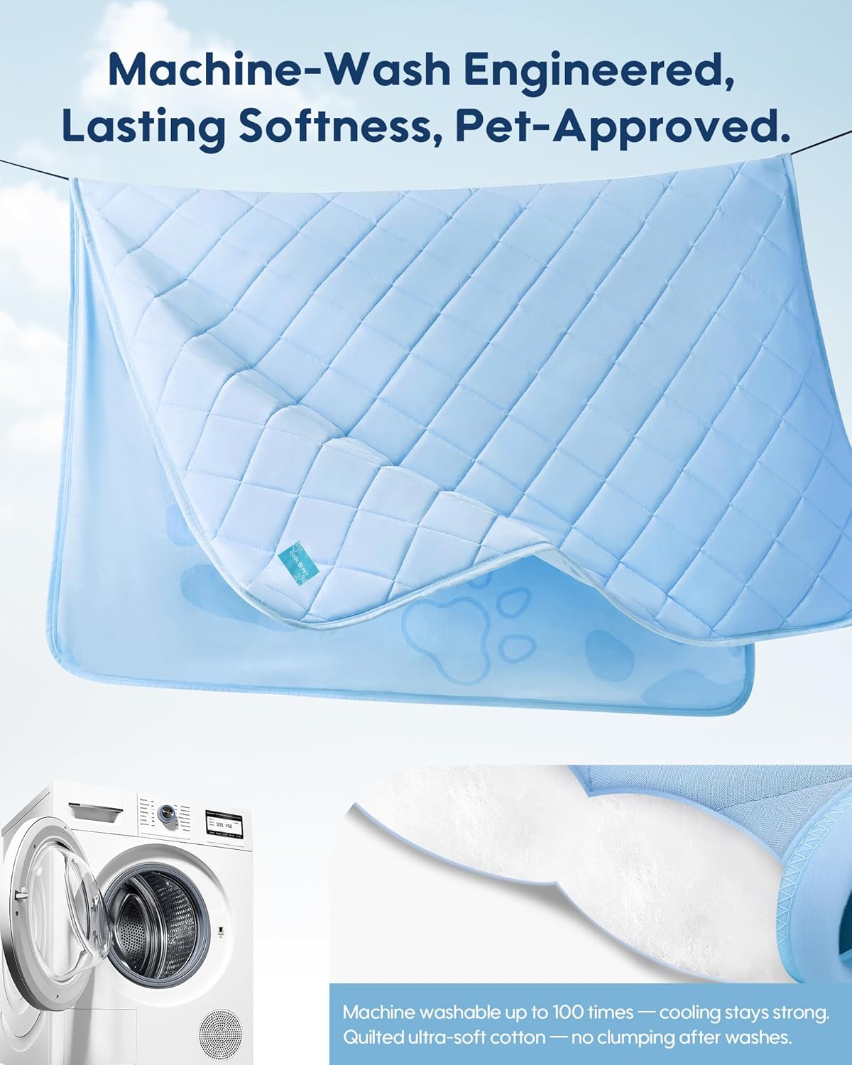 KASBAH Cooling Blanket for Dogs Waterproof Dog Blanket for Couch Bed Car Seat Washable Pet Blankets Reversible Design (Cool,Warm) Q-MAX>0.5 Dog Cooling Mat in 3 Sizes for Small, Medium & Large Dogs