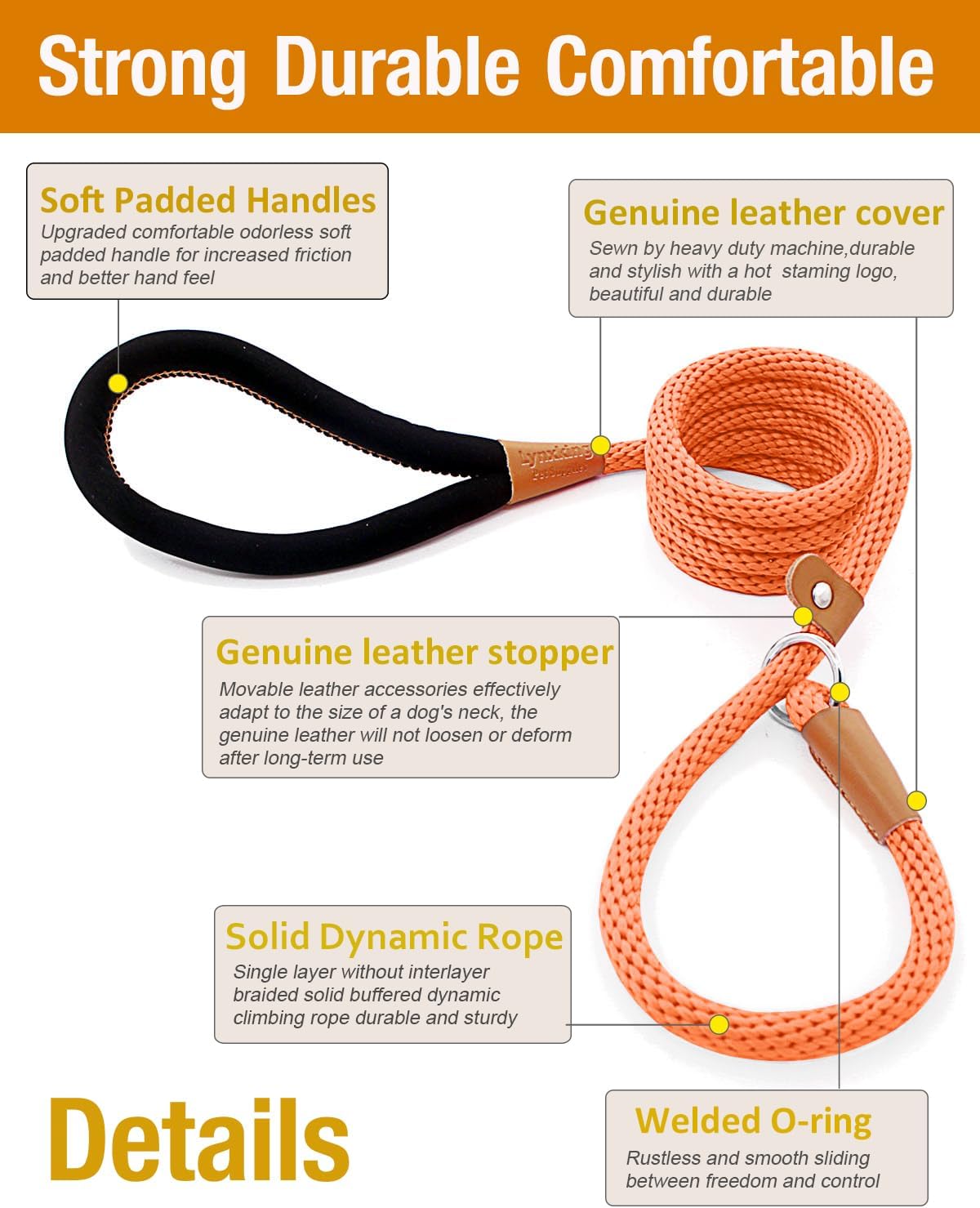 lynxking 8 FT Dog Leash Slip Lead 2 Pack Strong Heavy Duty Braided Dog Training Leash No Pull Training Lead Leashes for Medium Large and Small Dogs