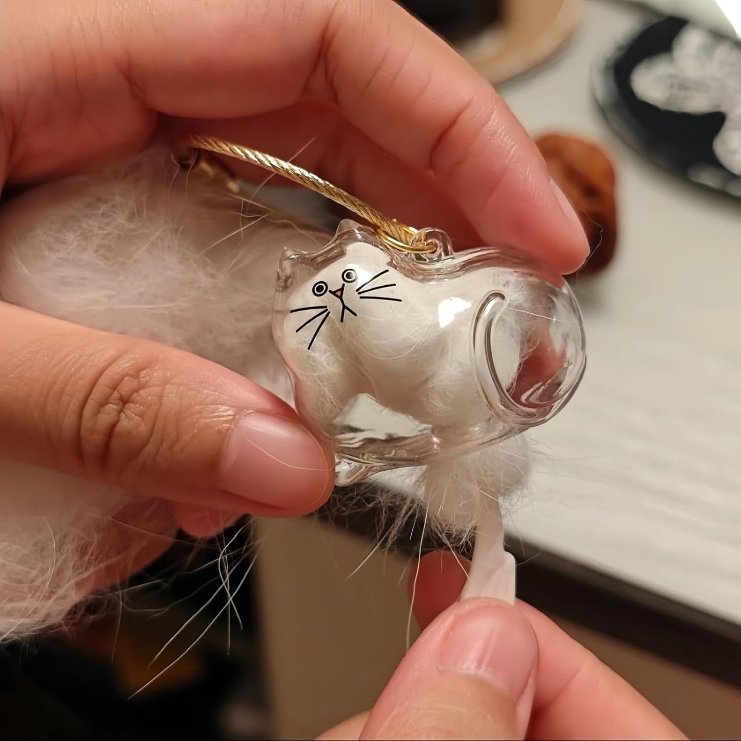 6 Pack Cat Hair Memorial Pendant, Cat Fur Keepsake Capsule Keychain, Clear Acrylic Pet Hair Collection Birhthday Christmas Gift