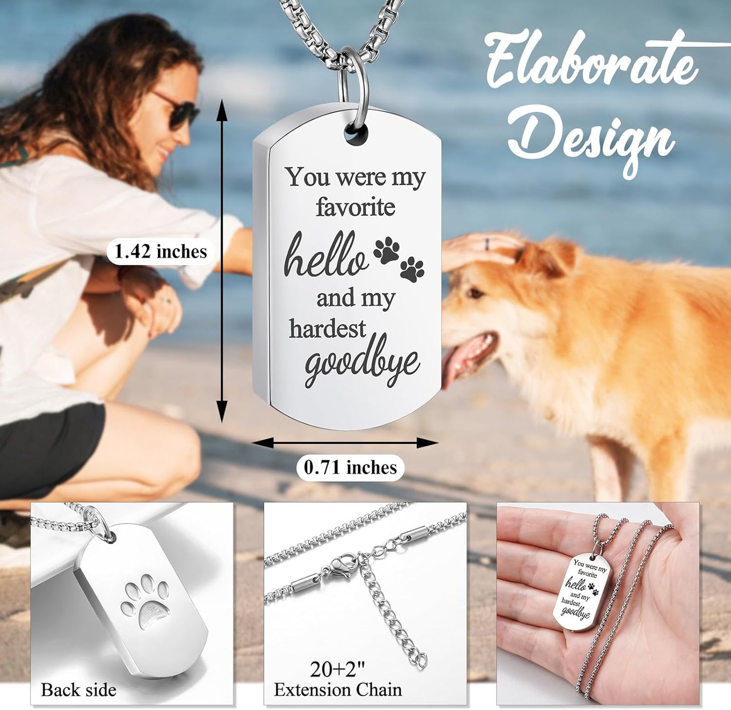 abooxiu Cremation Jewelry for Ashes Urn Necklace for Ashes Memorial Dog Ashes Necklace Cremation Necklace Pet Keepsake Necklace Pawprint Ashes Holde Necklace