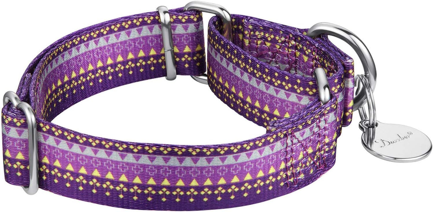 Martingale Dog Collars Colourful Oil Painting Pattern Series - No Pull Pet Collar Silky Soft for Medium and Large Dogs (Large, 1 Inch Wide, Dark Purple & Yellow)